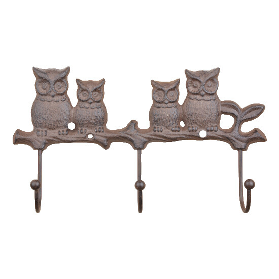 Hook with owls, cast iron (SALE)|Esschert Design