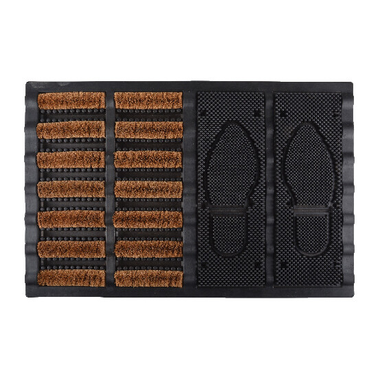 Mata gumowa „BEST FOR BOOTS” z włóknem kokosowym i miejscem na buty, czarna z naturalnym, 60 x 40 cm (WYPRZEDAŻ)|Esschert Design