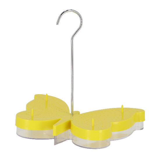 Butterfly feeder "BEST FOR BIRDS", transparent with yellow, butterfly shape, hanging on a metal hook, 23 x 17 x 23 cm|Esschert Design