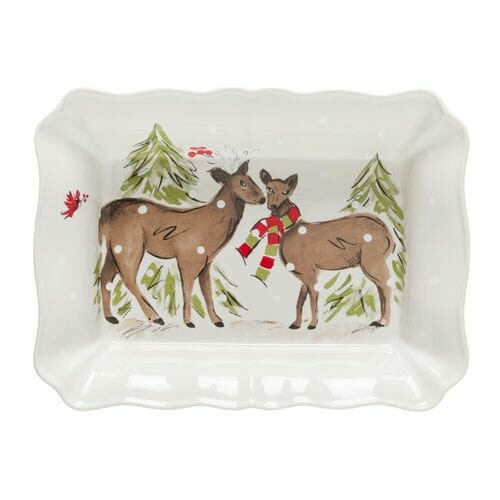 Baking dish 36x26cm, DEER FRIENDS, white (SALE)|Casafina