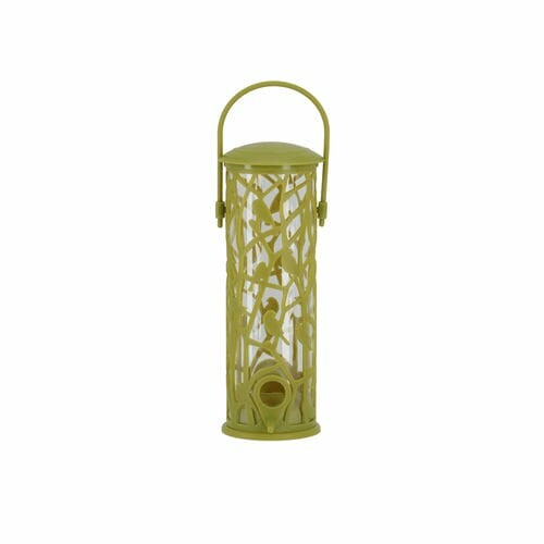 Hanging seed feeder CHIFFCHAFF with perch, green|Esschert Design