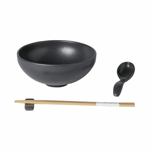 Miska|ramen, lžička, odkladač na hůlky pr.19cm|1L, PACIFICA, šedá (tmavě), set|Casafina