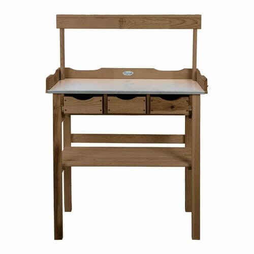 Plant transplant table with shelf FSC®, brown, 80x38x113cm|Esschert Design