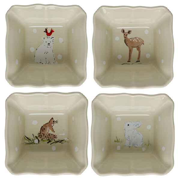 Miska zapékací|ramekin 10cm|0,15L, DEER FRIENDS, bílá|Linen, set 4ks (DOPRODEJ)|Casafina