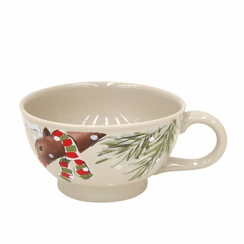 Mug large 0.7L, DEER FRIENDS, white|Linen (SALE)|Casafina