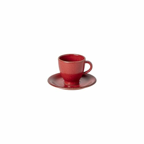 Coffee cup with saucer 0.08L POSITANO, dark red (SALE)|Casafina