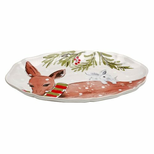 Oval tray 32x22cm, DEER FRIENDS, white|Casafina