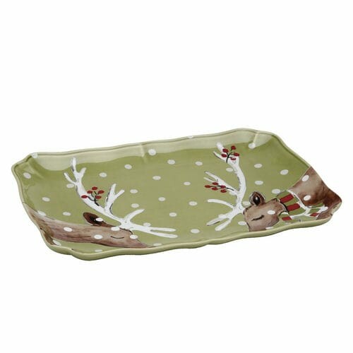 Tray 36x26cm, DEER FRIENDS, green|Casafina