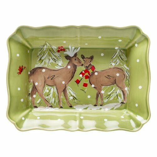 Baking dish 36x26cm, DEER FRIENDS, green (SALE)|Casafina