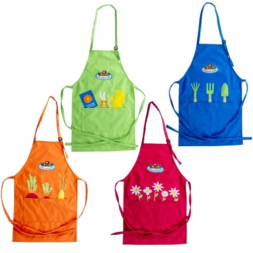 Children's apron GARDEN with pictures, green/blue/orange/pink (No. 1 - No. 4)|Esschert Design