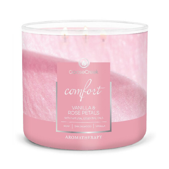 Sviečka AROMATHERAPY 0,41 KG VANILLA & ROSE PETALS, aromatická v dóze, 3 knôty | Goose Creek