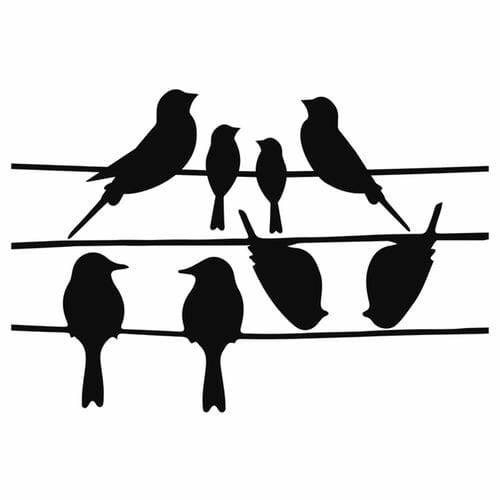 Window stickers dark, Birds on a branch, 33x23 cm, black|Esschert Design