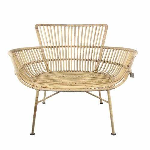 Fotel, rattan/metal, jasny, 64x62x86cm|Van Der Leeden 1915