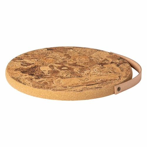 Cork mat with leather ear diameter 30cm, CORK COLLECTION, natural|Casafina