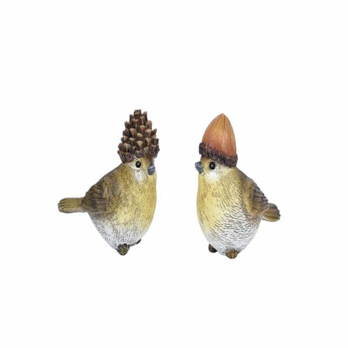 Decoration bird in a CONE cap, brown/orange, 9x8x6cm, package contains 2 pieces!|Ego Dekor