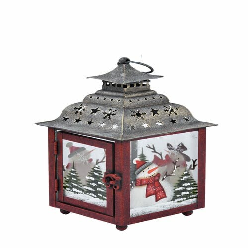 Lantern Snowman, grey/clear, 13x24x13cm, pc|Ego Dekor