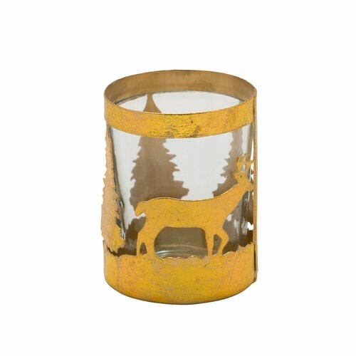 VZ 2021 Forest tealight candlestick, metal with glass, gold, 6.5x9.5cm (SALE)|Ego Dekor