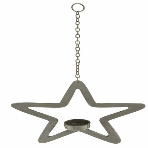 Star candle holder, silver, 24x24x5cm (SALE)|Ego Dekor