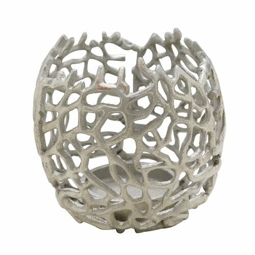 Świecznik aluminiowy CORAL, srebrny, 16x15cm (WYPRZEDAŻ)|Ego Dekor