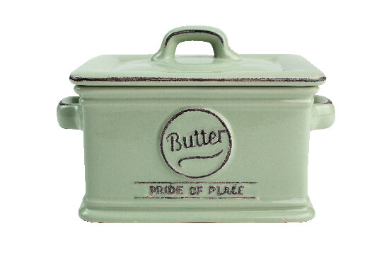 PRIDE OF PLACE butter dish, 13.5 x 10 x 9.7 cm, antique green|TaG WoodWare