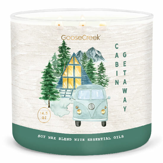 WILDERNESS candle 0.41 KG CABIN GETAWAY, aromatic in a jar, 3 wicks|Goose Creek