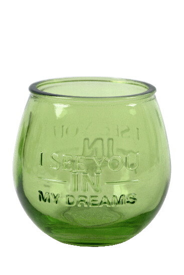 ECO Glass made of recycled glass "I SEE YOU", green Acid|Ego Dekor