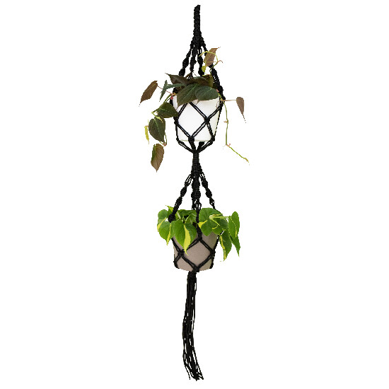 Závěs na květináč MACRAMÉ, dvojitý, 120cm, Macrame, černá|BLACK|Artevasi