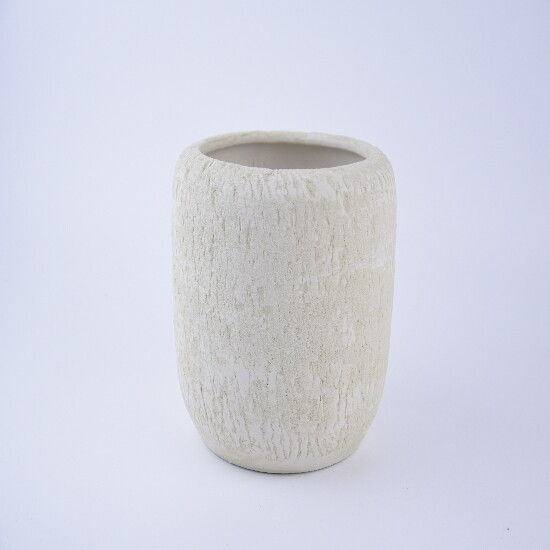 Osłonka na doniczkę ceramiczną BELMONTE średnica 20x18cm, kolor biały|SAND IVORY|Ego Dekor