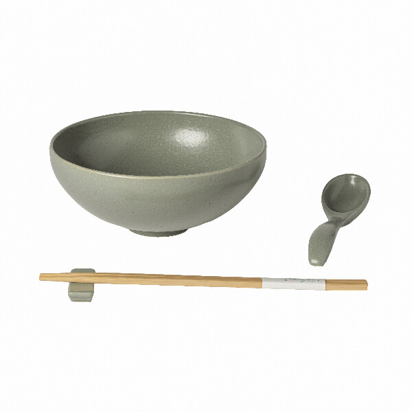 Miska|ramen, lžička, odkladač na hůlky pr.19cm|1L, PACIFICA, zelená (arti.) set|Casafina