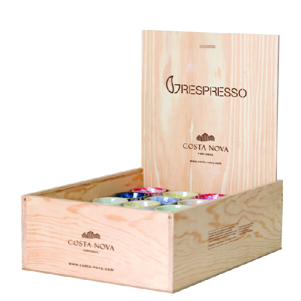 Šálky na Espresso 0,1 L, 40ks, "GRESPRESSO", MULTICOLOR, DARČEKOVÉ BALENIE - DREVENÝ BOX s vypáleným logom Costa Nova, balenie obsahuje 40 ks šálok | Costa Nova