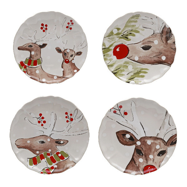 Talerz 21cm, DEER FRIENDS, biały, zestaw 4 szt.|Casafina