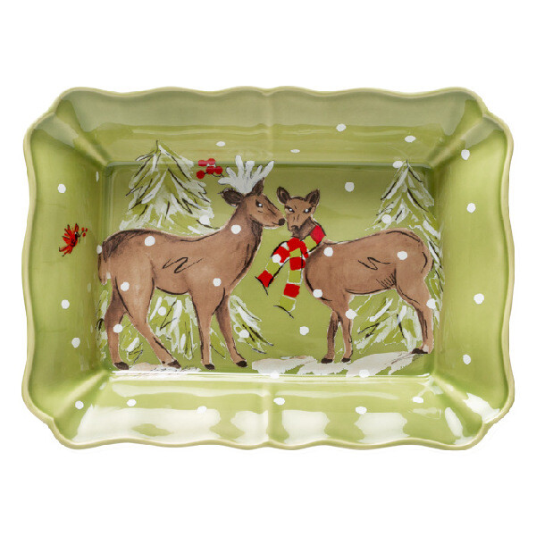 Mísa zapékací 36x26cm, DEER FRIENDS, zelená (DOPRODEJ)|Casafina by Costa Nova