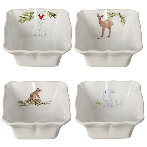 Miska zapékací 12cm|0,36L, DEER FRIENDS, bílá, set 4ks (DOPRODEJ)|Casafina by Costa Nova