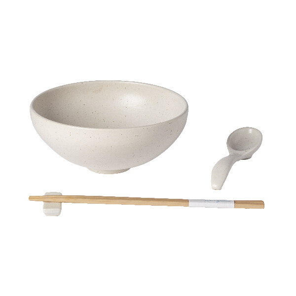 Miska|ramen, łyżka, uchwyt na pałeczki śr.19cm|1L, PACIFICA, zestaw biały (waniliowy)|Casafina