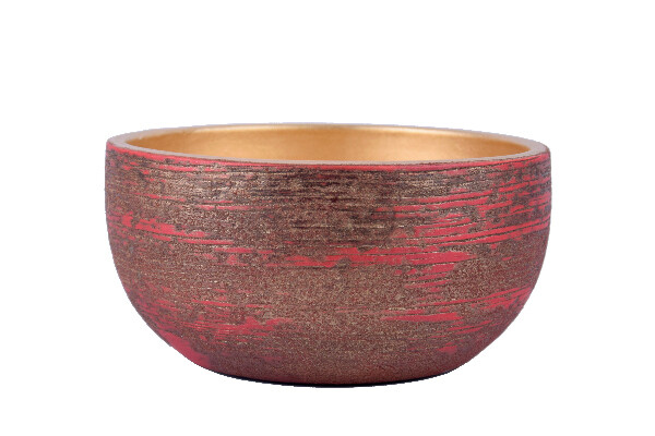 Miska/Pokrywa na doniczkę ceramiczną FUNCHAL średnica 23x11cm, czerwono-złota|RED W/GOLD|Ego Dekor