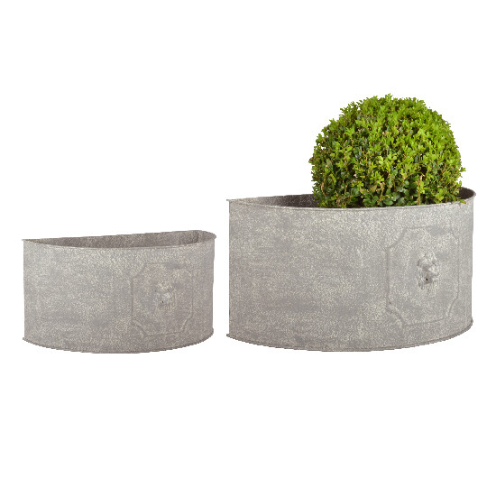 "AGED METAL" semi-round flower pot, set of 2 | Esschert Design