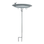 Birdbath with recess, gray metal|Esschert Design