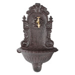 Wall-mounted washbasin with faucet FOUNTAIN, height 61x38cm, cast iron, brown|Esschert Design