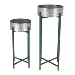 Round flower stand, low flower pot, height: 47 and 62 cm, set of 2 (SALE)|Esschert Design