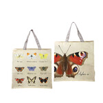 Torba na zakupy Motyle, mocna z tekstylnymi uchwytami, dwustronna, z kolorowym nadrukiem 1 dużego motyla i 6 rodzajów motyli z opisami, 39,5 x 14,5 x 40 cm|Esschert Design