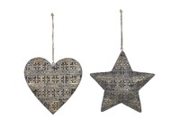 Decoration star / heart, V, package contains 2 pieces!|Ego Dekor