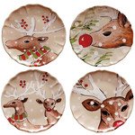 Talíř 27cm, DEER FRIENDS, bílá|Linen, set 4ks (DOPRODEJ)|Casafina