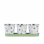 Flower pot with saucer, BEE|Esschert Design print