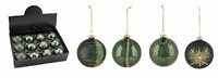 Christmas ball, green/gold, dia. 8cm, package contains 4 pieces! (SALE)|Ego Decor