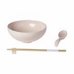 Miska|ramen, lžička, odkladač na hůlky pr.19cm|1L, PACIFICA, růžová (Mar.), set|Casafina