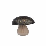 Decoration MUSHROOM, metal/wood, 8cm, dark/gold patina|Ego Dekor