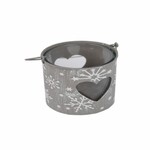 Candle lantern HEART, 8cm, grey/white|Ego Dekor