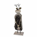 Reindeer decoration with fur, wooden, 37 cm, natural|Ego Dekor