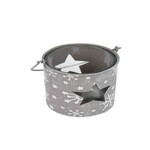 Candlestick lantern STAR, 8cm, grey/white|Ego Dekor