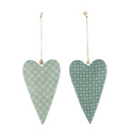 Pendant 'Heart', metal, blue|mint, 12x7.5x1cm, package contains 2 pieces! (SALE)|Ego Decor